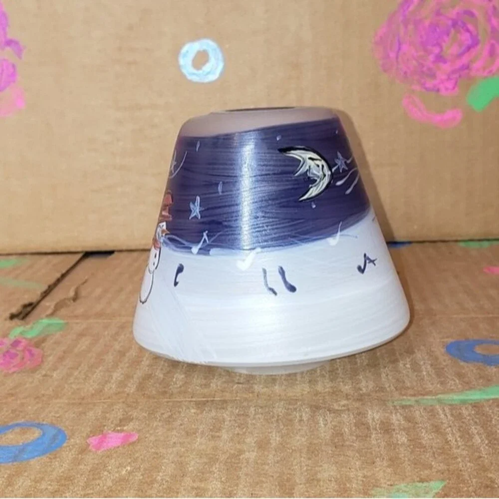 CANDLE SHADE TOPPER HAND PAINTED WINTER SNOWMEN